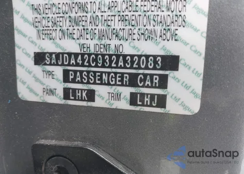 2003 Jaguar Xk8 из США, поврежденный, VIN SAJDA42C932A32083